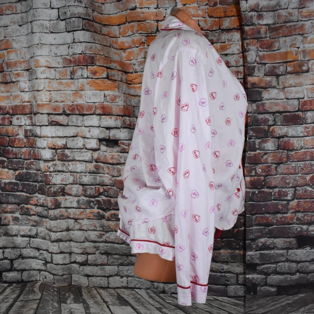 Victorias Secret Medium XL Pajama 2 Piece Set Valentine Conservation Hearts - Picture 4 of 12